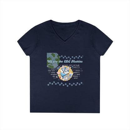 EDS Pledge Ladies' V-Neck T-Shirt (Baby Blue/White Logo)
