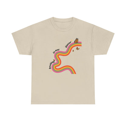 "Healing is not linear" Retro Rainbow Unisex T-Shirt