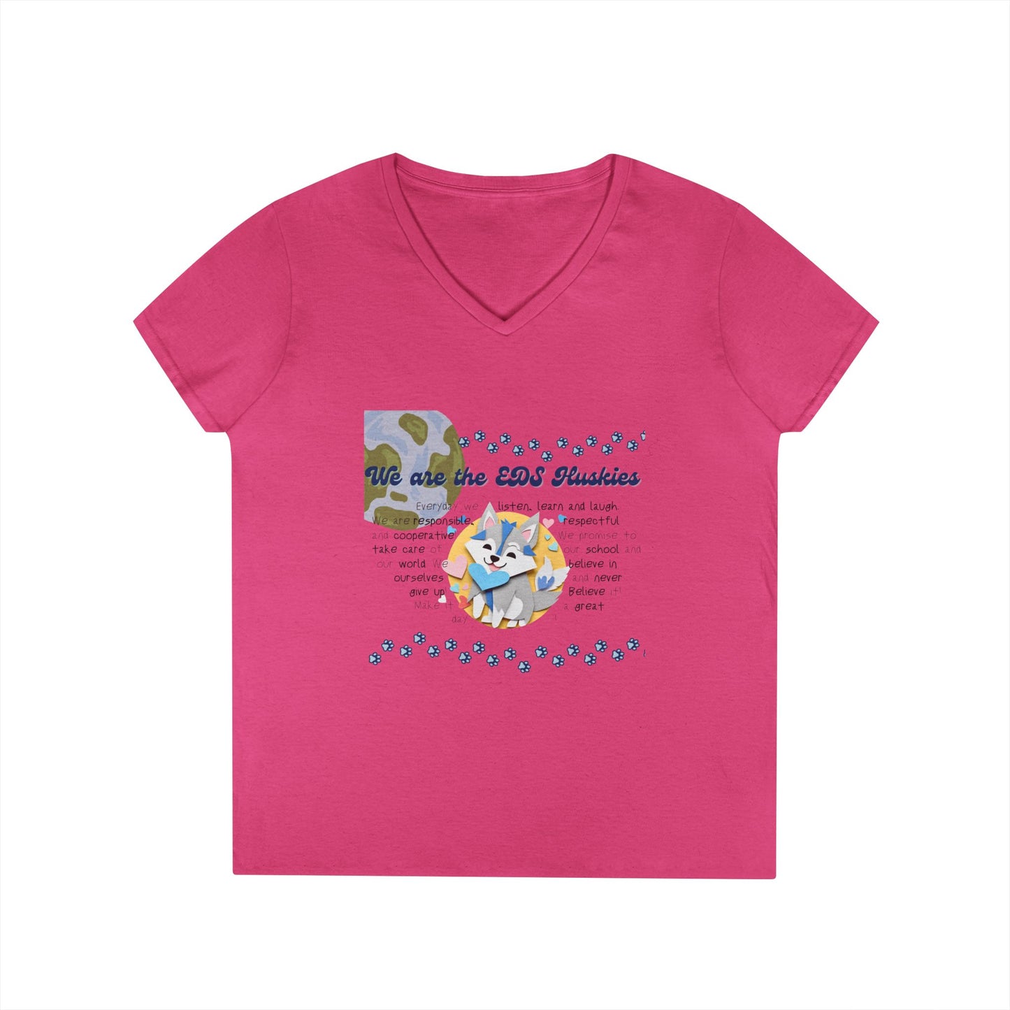 EDS Pledge Ladies' V-Neck T-Shirt (Navy & Baby Blue Logo)