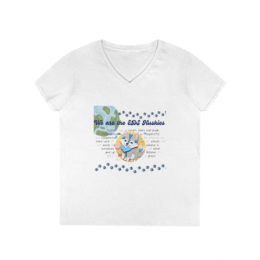 EDS Pledge Ladies' V-Neck T-Shirt (Navy & Baby Blue Logo)