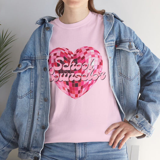 Pink Disco Heart School Counselor Unisex T-Shirt