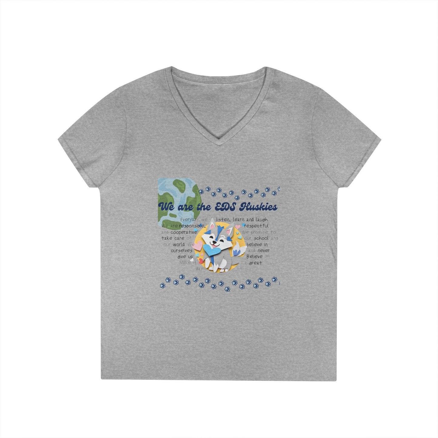 EDS Pledge Ladies' V-Neck T-Shirt (Navy & Baby Blue Logo)