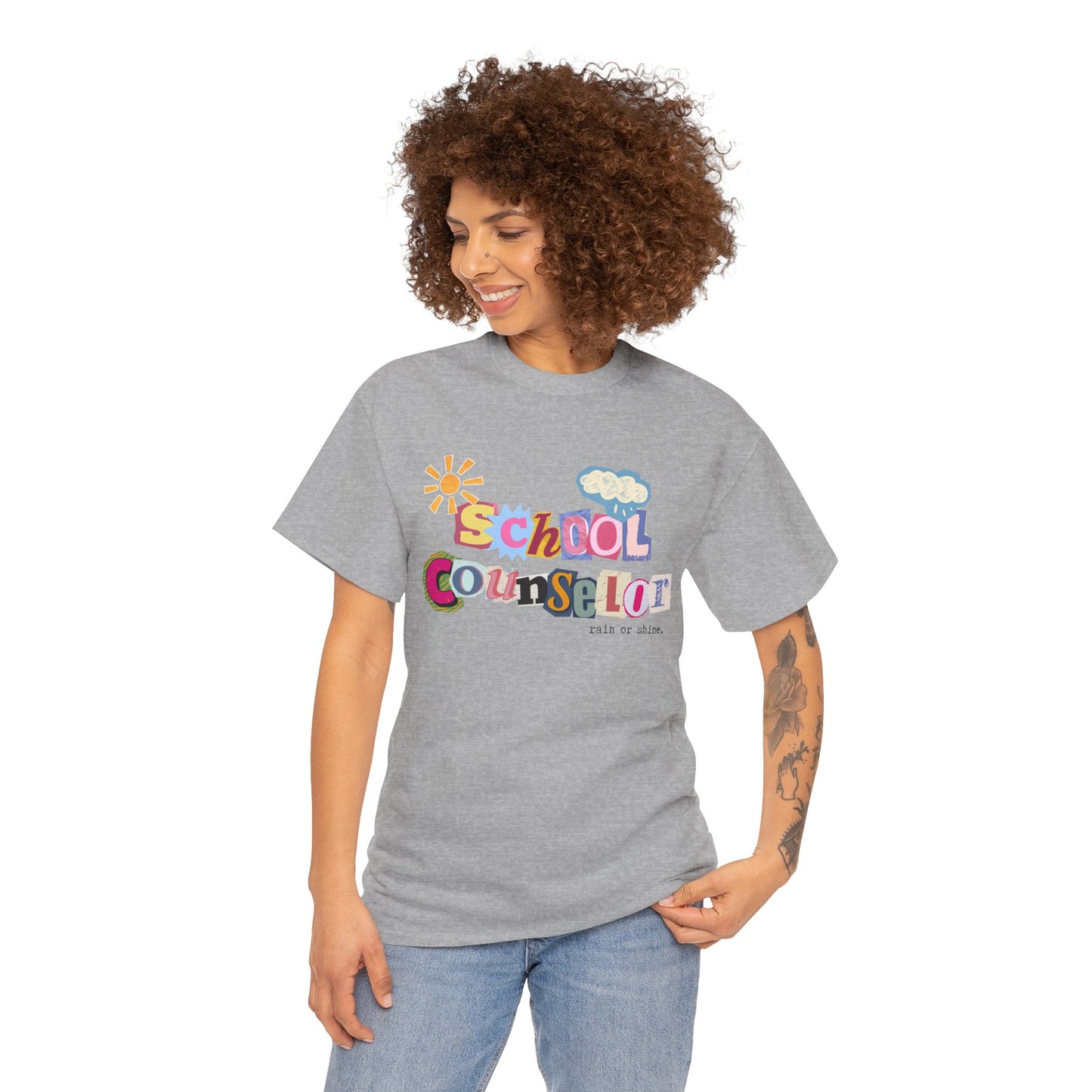 Typography School Counselor "Rain or Shine" Unisex T-Shirt