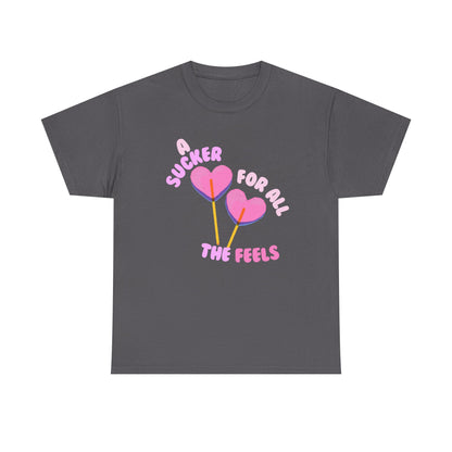 "A Sucker For All The Feels" Heart Lollipop Unisex T-Shirt