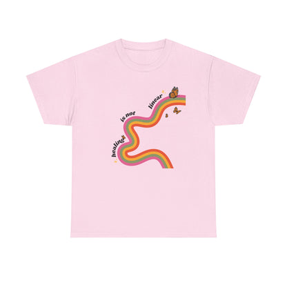 "Healing is not linear" Retro Rainbow Unisex T-Shirt