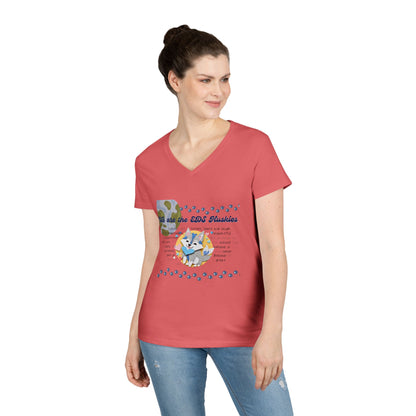 EDS Pledge Ladies' V-Neck T-Shirt (Navy & Baby Blue Logo)