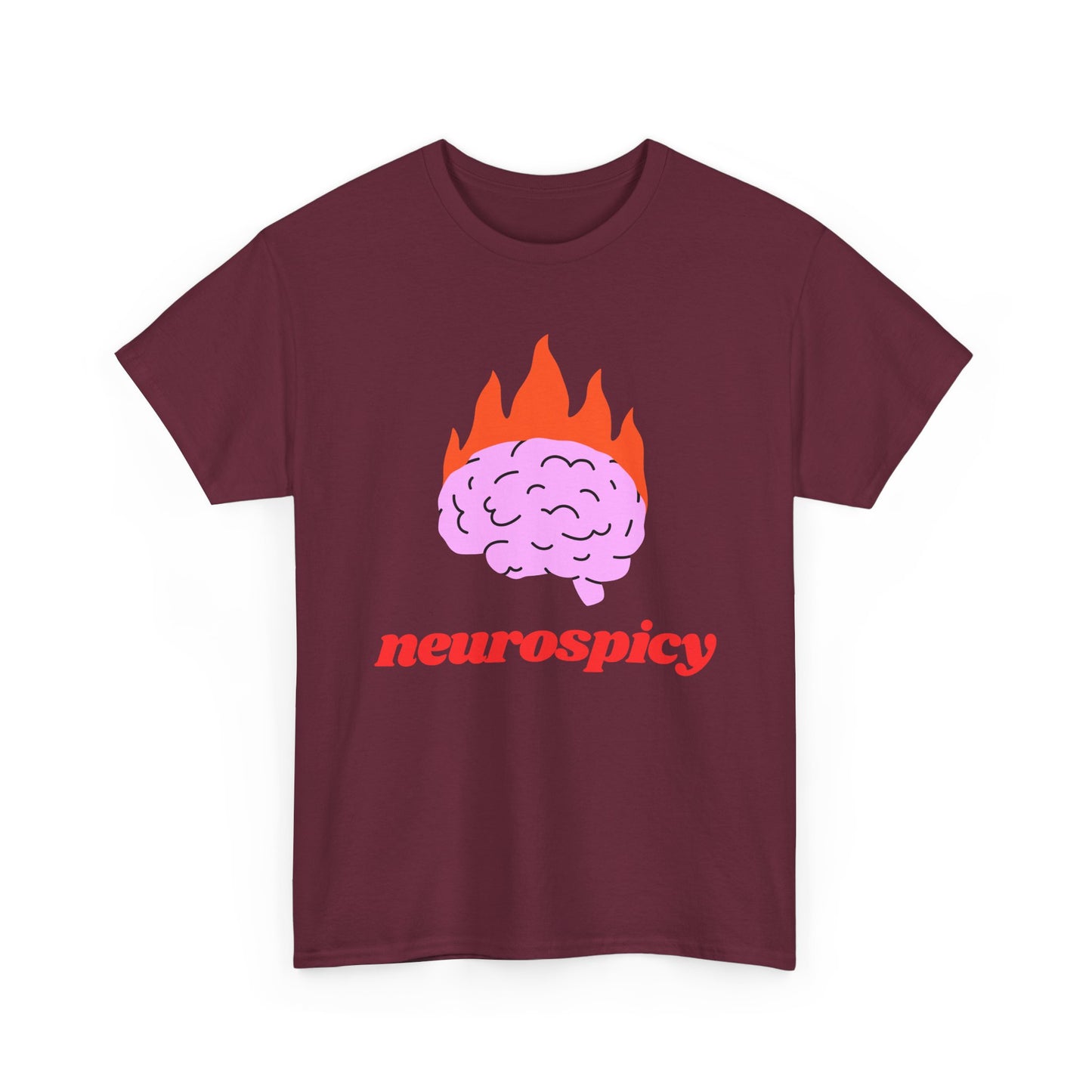 T-Shirt — 'neurospicy' Flaming Brain Graphic Tee