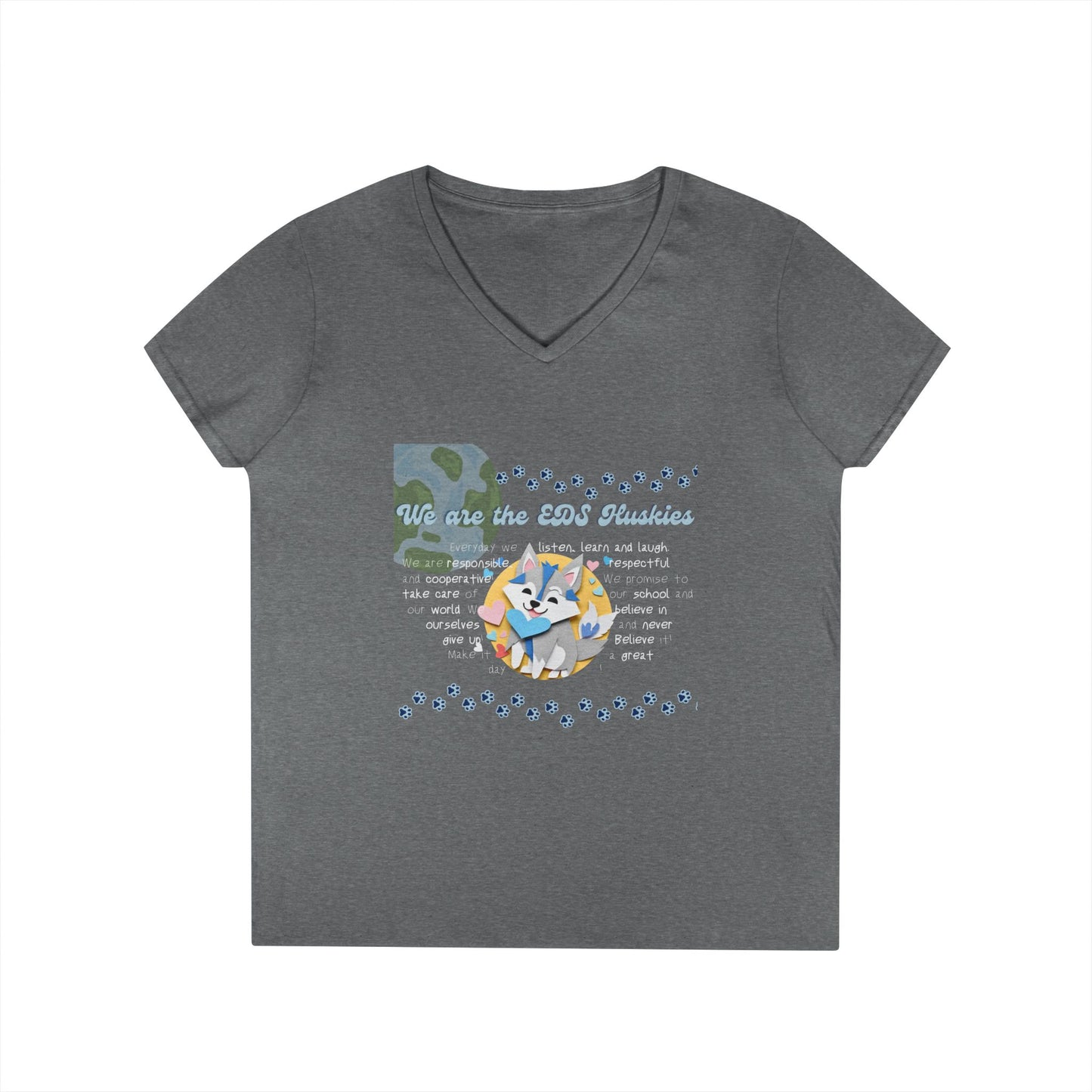 EDS Pledge Ladies' V-Neck T-Shirt (Baby Blue/White Logo)