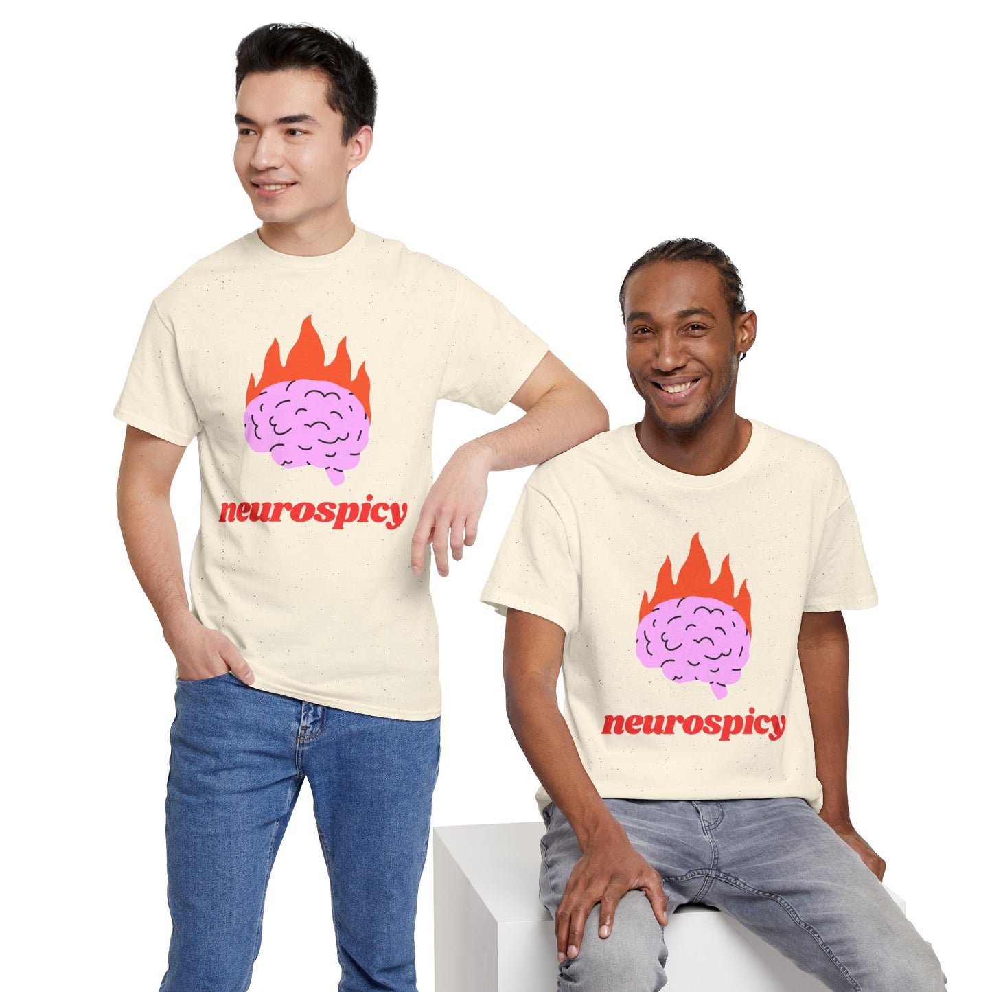 T-Shirt — 'neurospicy' Flaming Brain Graphic Tee