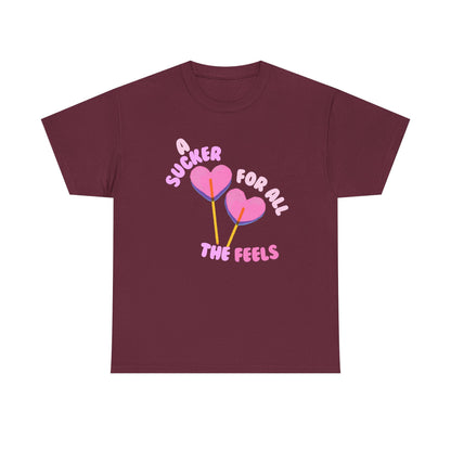"A Sucker For All The Feels" Heart Lollipop Unisex T-Shirt