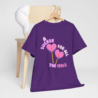"A Sucker For All The Feels" Heart Lollipop Unisex T-Shirt