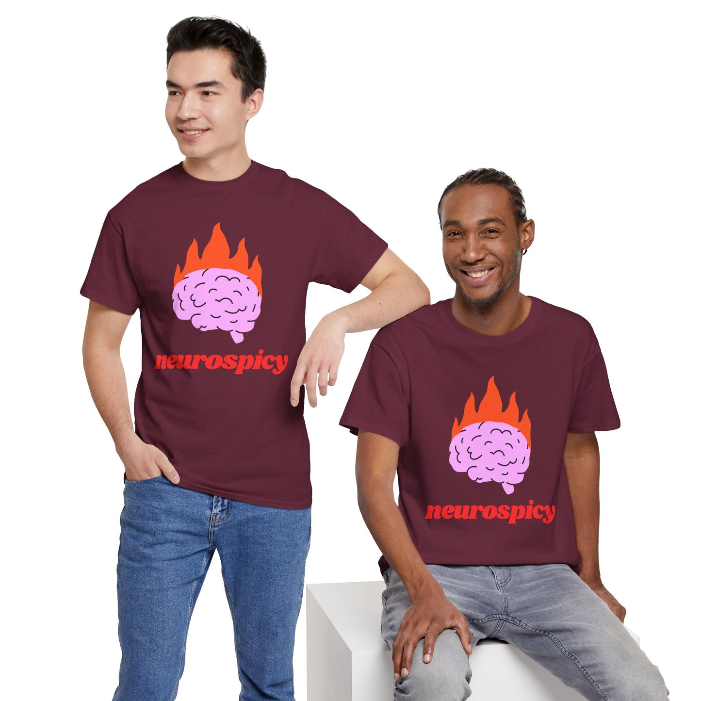 T-Shirt — 'neurospicy' Flaming Brain Graphic Tee