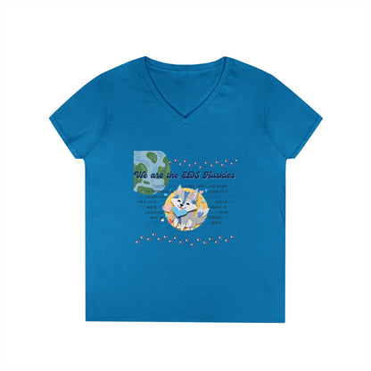 EDS Pledge Ladies' V-Neck T-Shirt (Navy & Baby Blue Logo)
