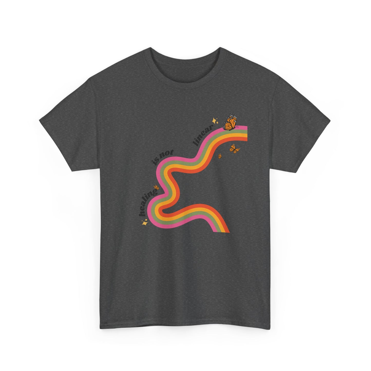 "Healing is not linear" Retro Rainbow Unisex T-Shirt