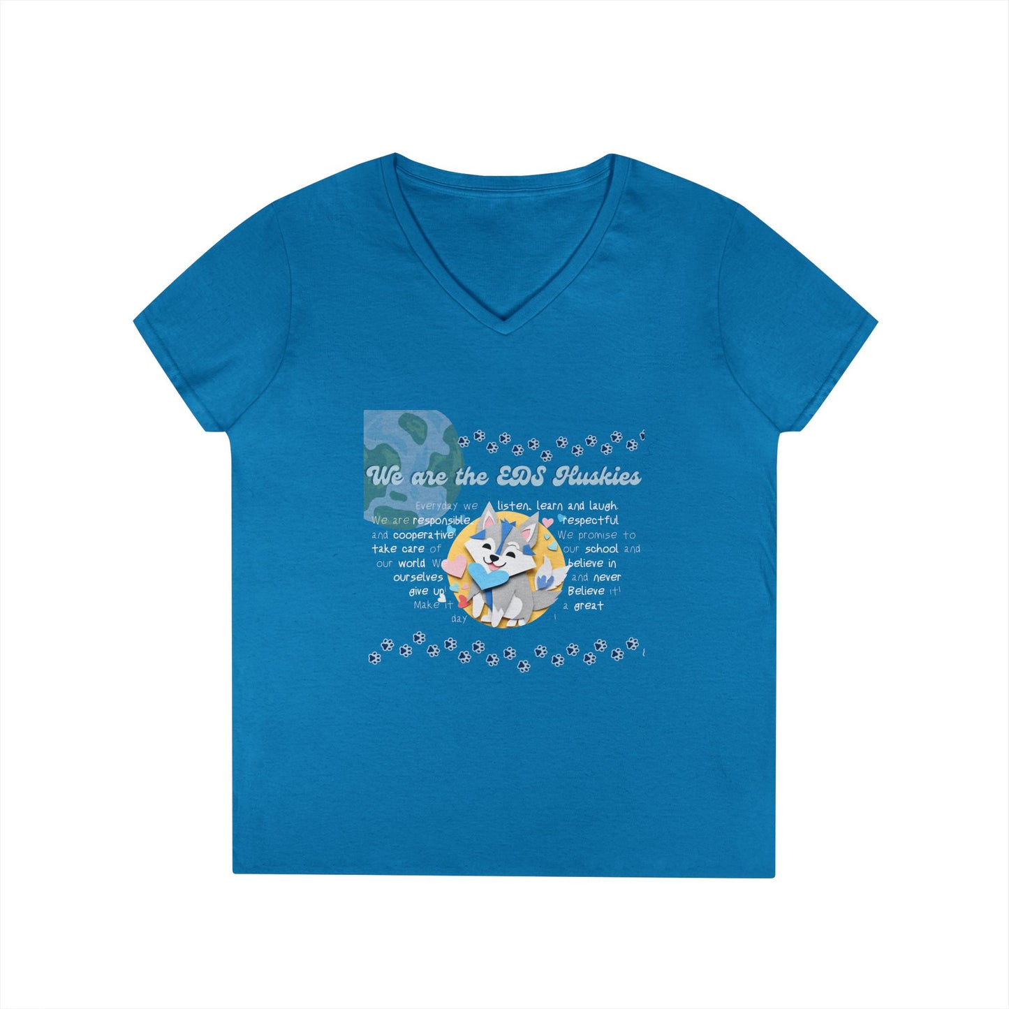 EDS Pledge Ladies' V-Neck T-Shirt (Baby Blue/White Logo)