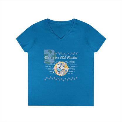 EDS Pledge Ladies' V-Neck T-Shirt (Baby Blue/White Logo)
