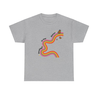 "Healing is not linear" Retro Rainbow Unisex T-Shirt