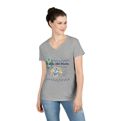 EDS Pledge Ladies' V-Neck T-Shirt (Navy & Baby Blue Logo)