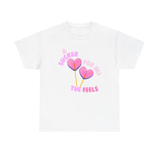 "A Sucker For All The Feels" Heart Lollipop Unisex T-Shirt
