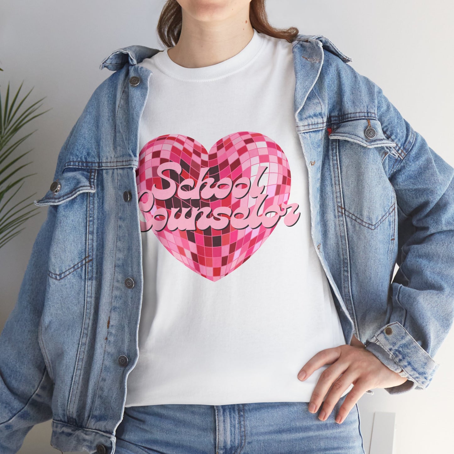 Pink Disco Heart School Counselor Unisex T-Shirt