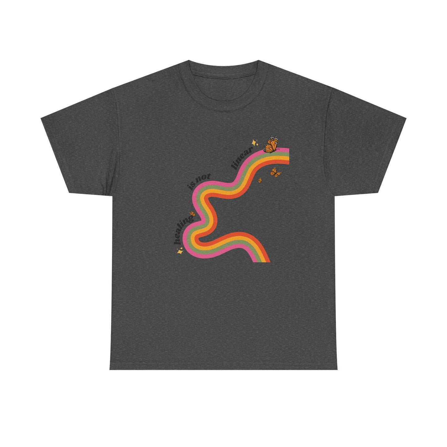 "Healing is not linear" Retro Rainbow Unisex T-Shirt