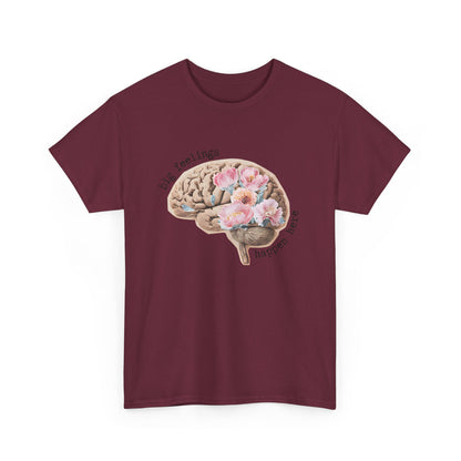 "Big Feelings Happen Here" Floral Brain Unisex T-Shirt