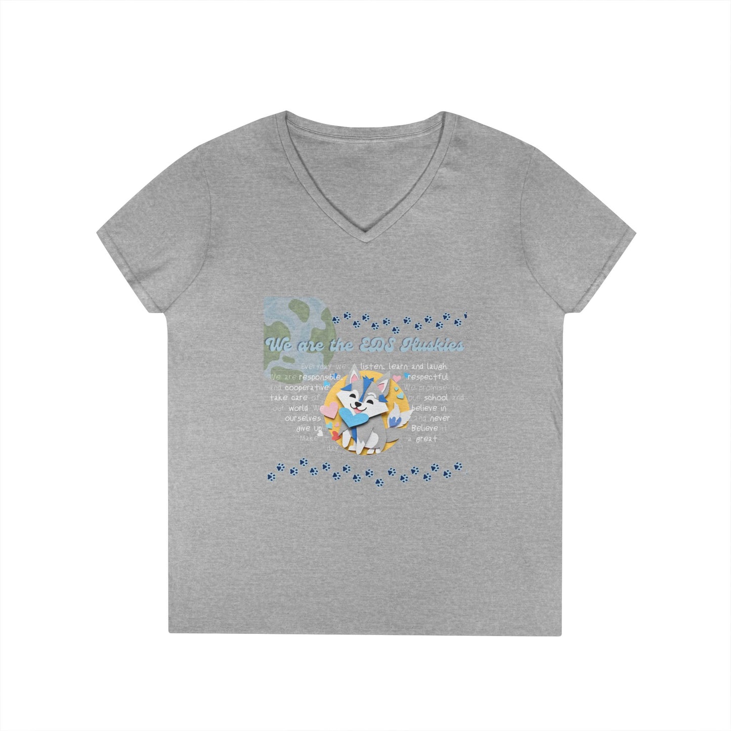 EDS Pledge Ladies' V-Neck T-Shirt (Baby Blue/White Logo)