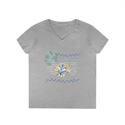 EDS Pledge Ladies' V-Neck T-Shirt (Baby Blue/White Logo)