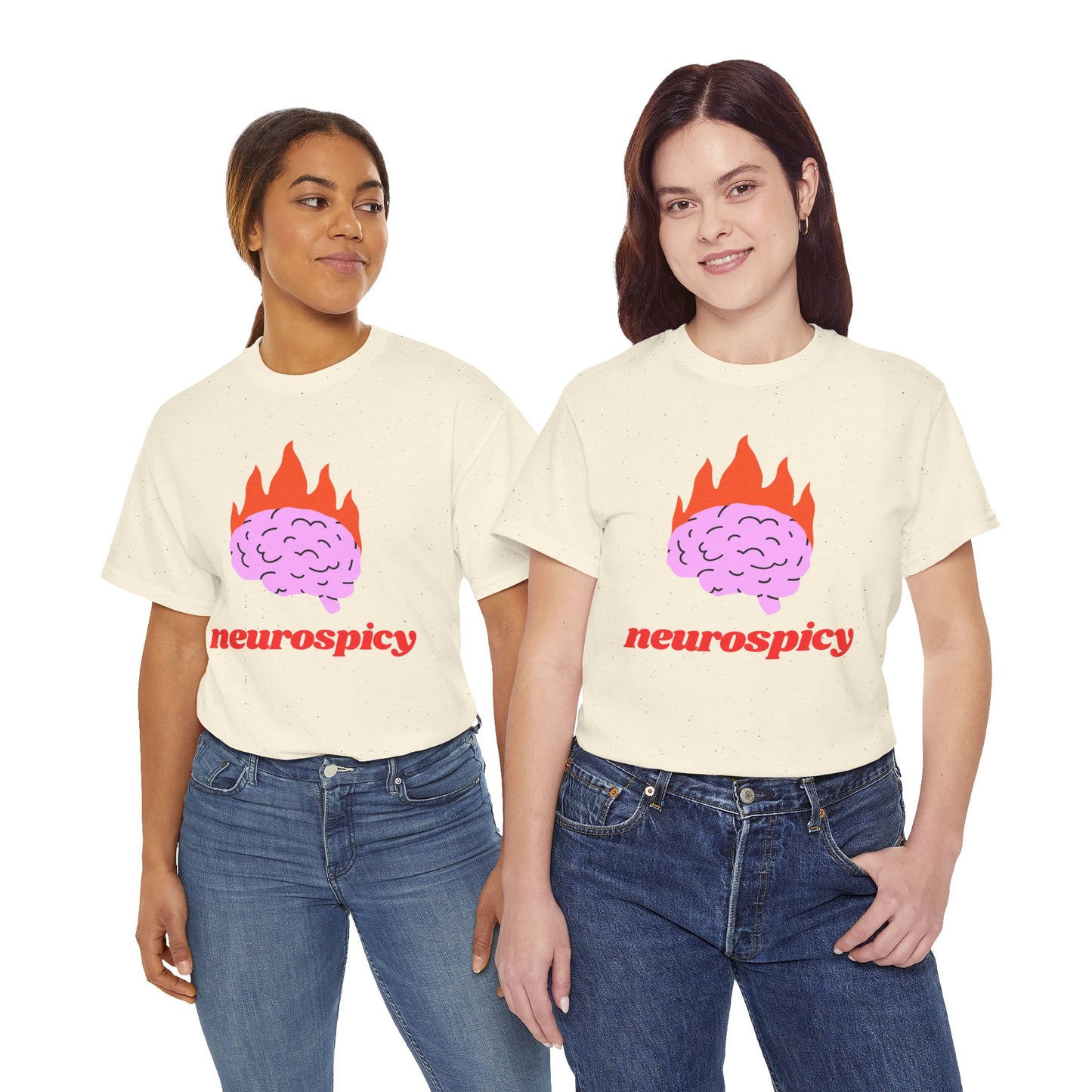 T-Shirt — 'neurospicy' Flaming Brain Graphic Tee