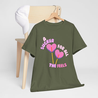 "A Sucker For All The Feels" Heart Lollipop Unisex T-Shirt