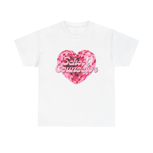 Pink Disco Heart School Counselor Unisex T-Shirt
