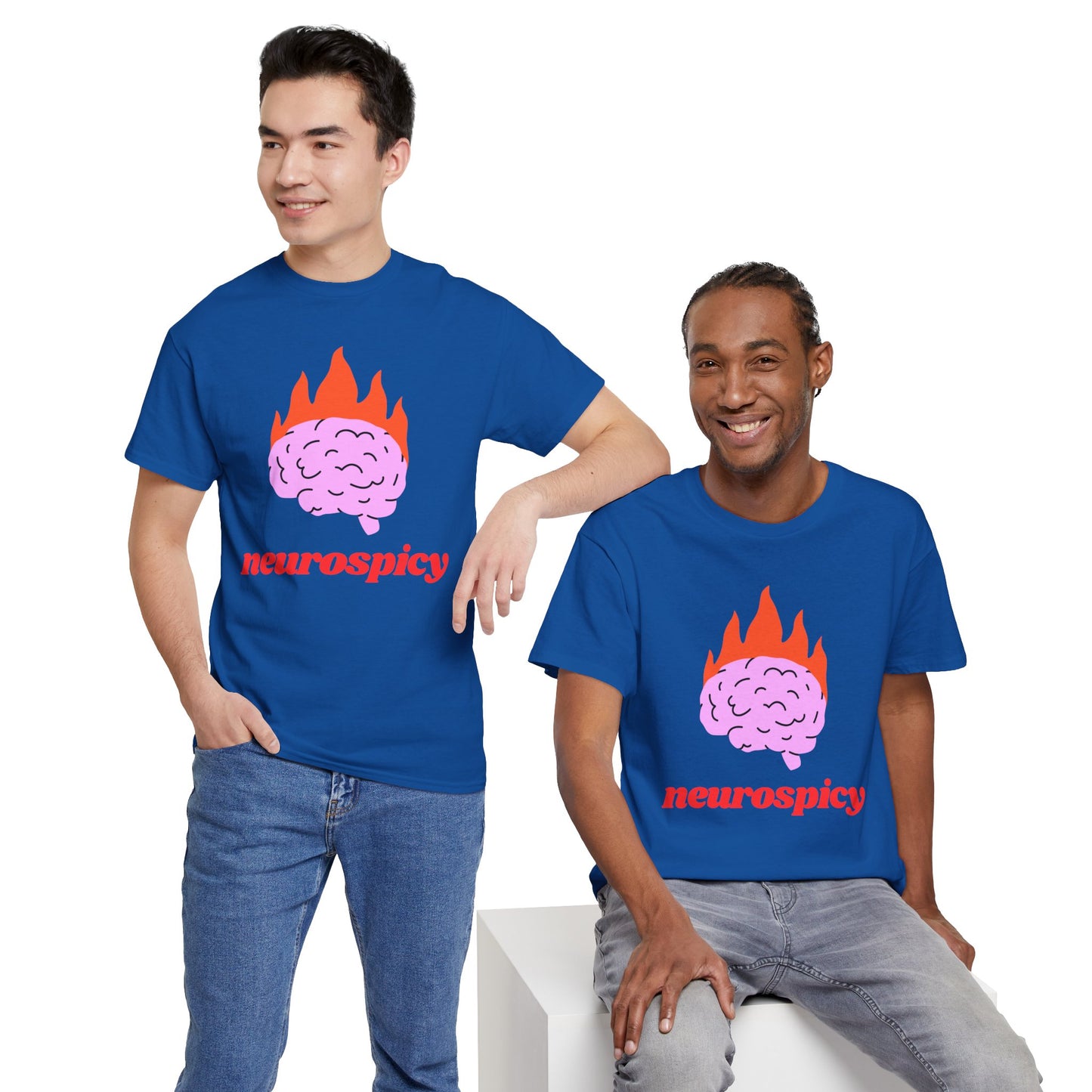 T-Shirt — 'neurospicy' Flaming Brain Graphic Tee