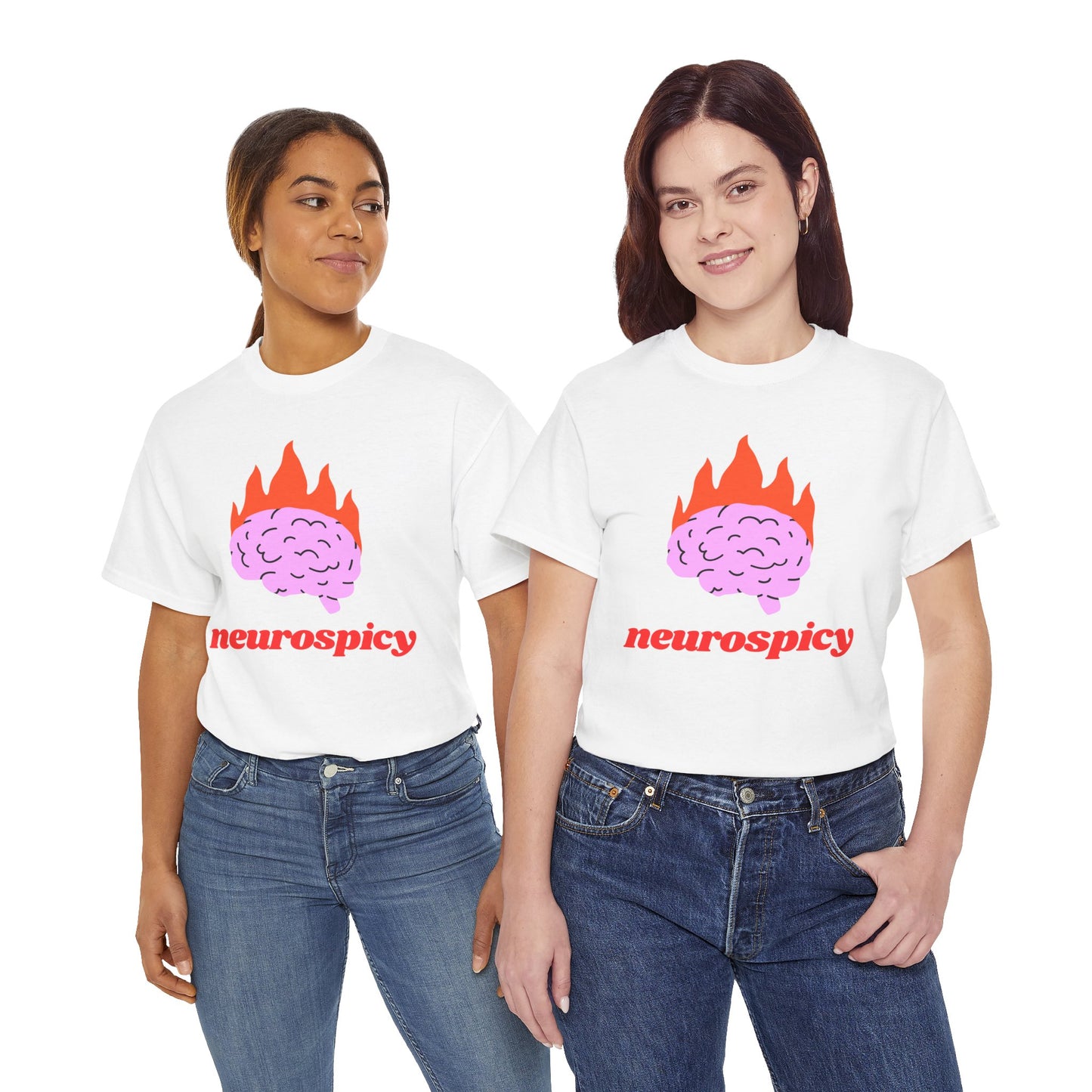 T-Shirt — 'neurospicy' Flaming Brain Graphic Tee