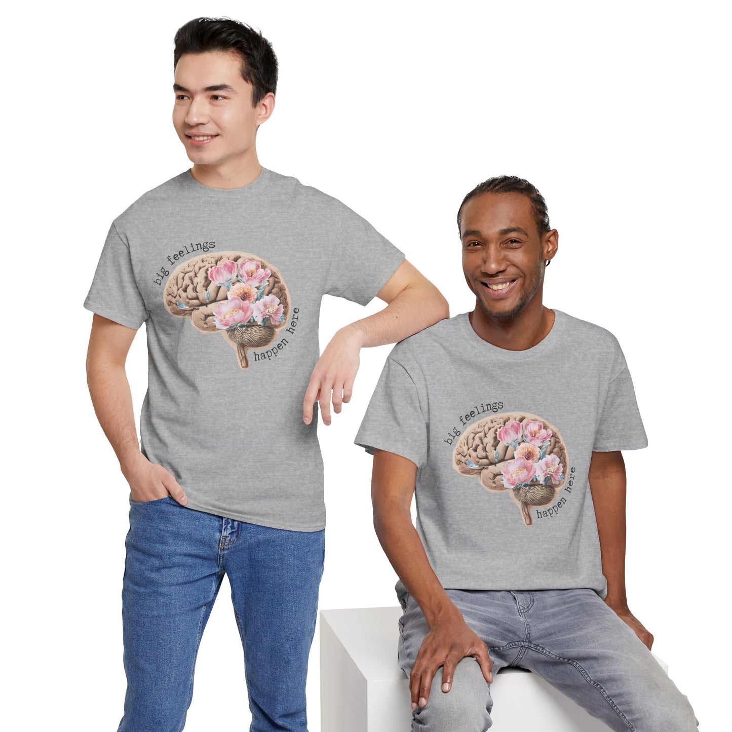 "Big Feelings Happen Here" Floral Brain Unisex T-Shirt