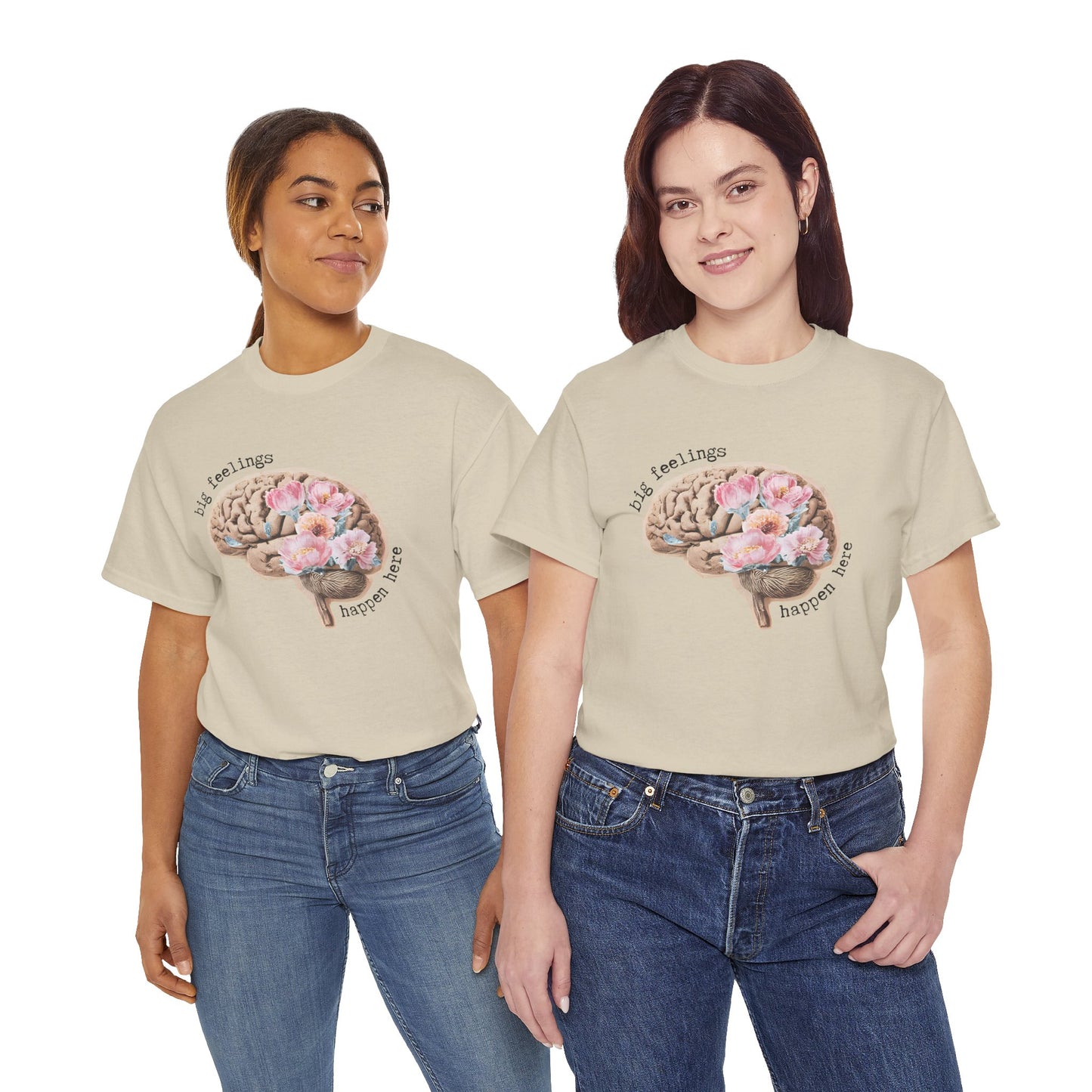 "Big Feelings Happen Here" Floral Brain Unisex T-Shirt