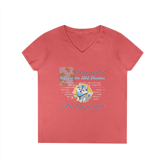 EDS Pledge Ladies' V-Neck T-Shirt (Baby Blue/White Logo)