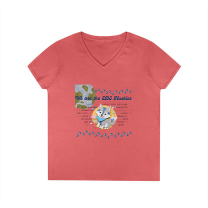 EDS Pledge Ladies' V-Neck T-Shirt (Navy & Baby Blue Logo)