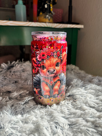Cow & Roses Snowglobe Lava Tumbler (16oz)