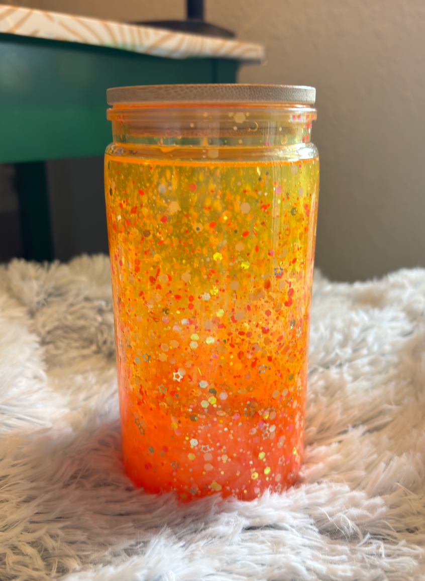 Orange Ombre Snowglobe Lava Tumbler (16oz)