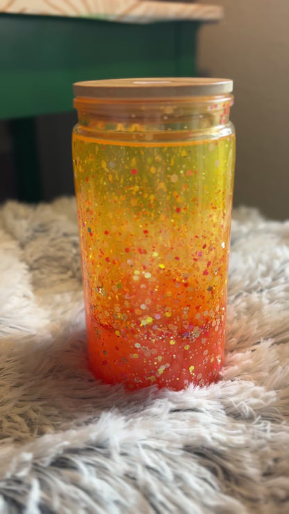 Orange Ombre Snowglobe Lava Tumbler (16oz)