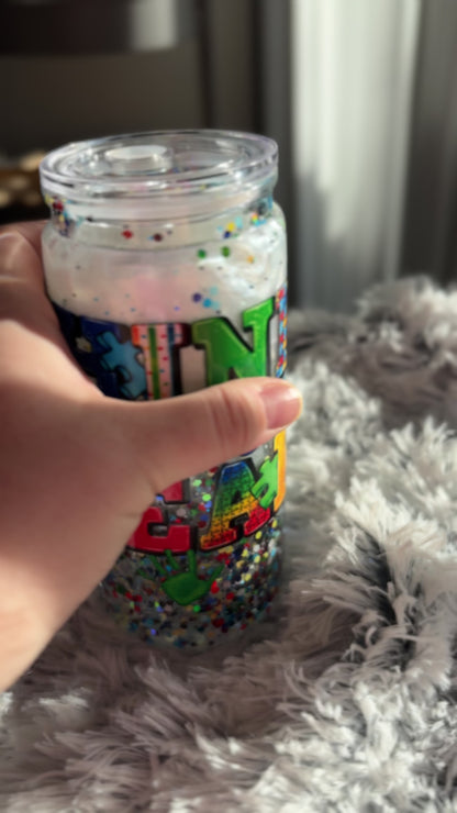 Think Before You Speak Autism Snowglobe Lava Tumbler (16oz)
