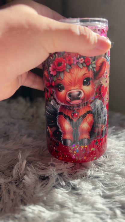 Cow & Roses Snowglobe Lava Tumbler (16oz)